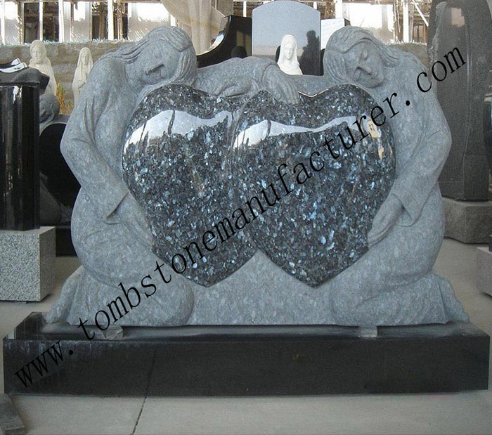 blue pearl double hearts headstone1 - Click Image to Close